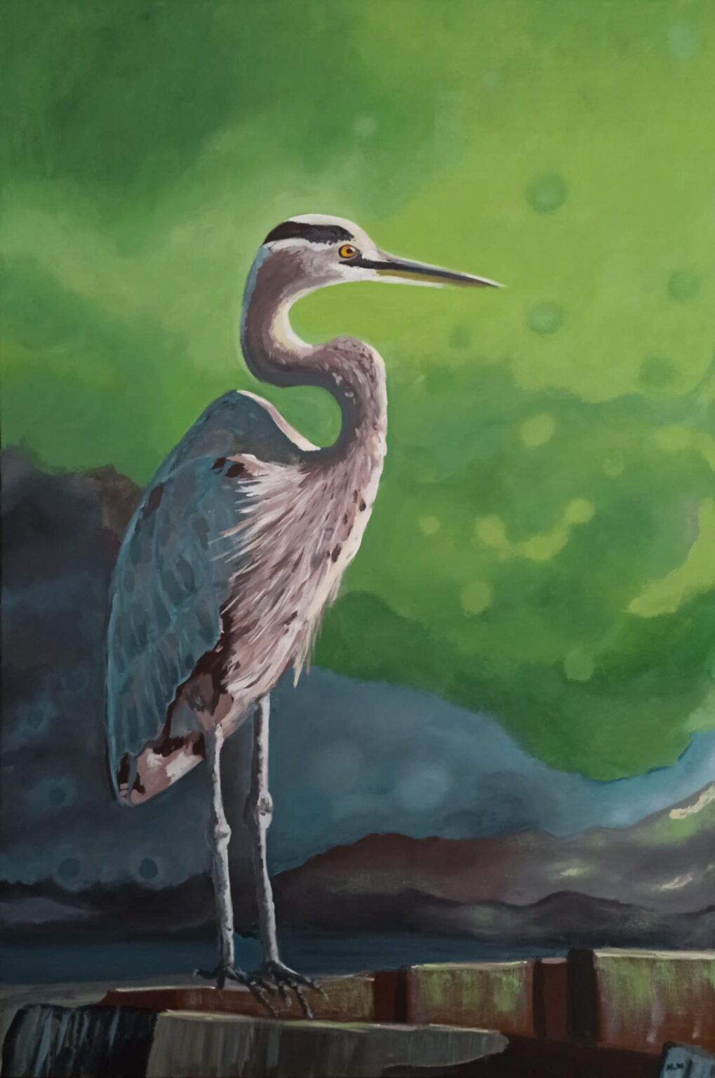 Obraz akrylowy przedstawiający Czaplę w naturze