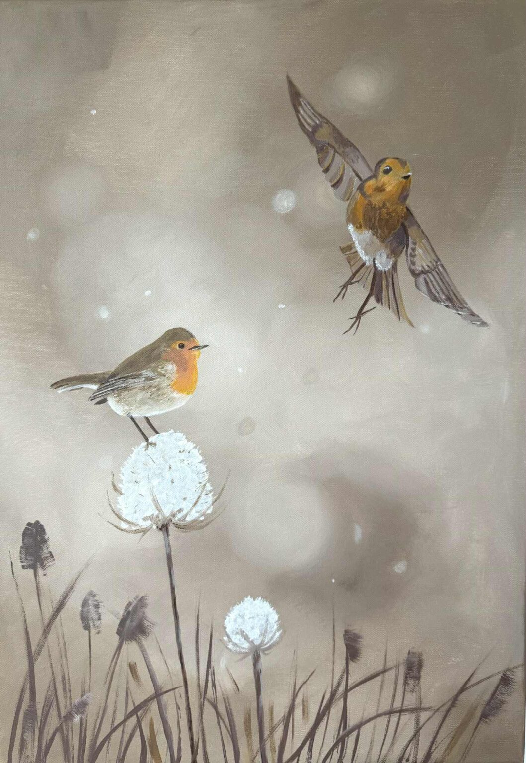 Dwa rudziki w naturalnej, stonowanej kolorystyce to motyw pełen uroku.